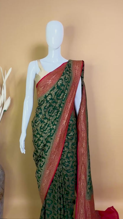 Designer Handwork Blouse With Tissue Weaving Saree