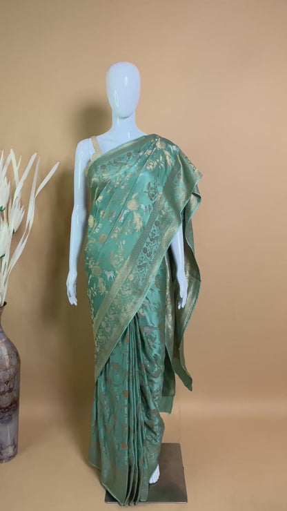 Handloom Banarasi Pure Khaddi Jaal Saree