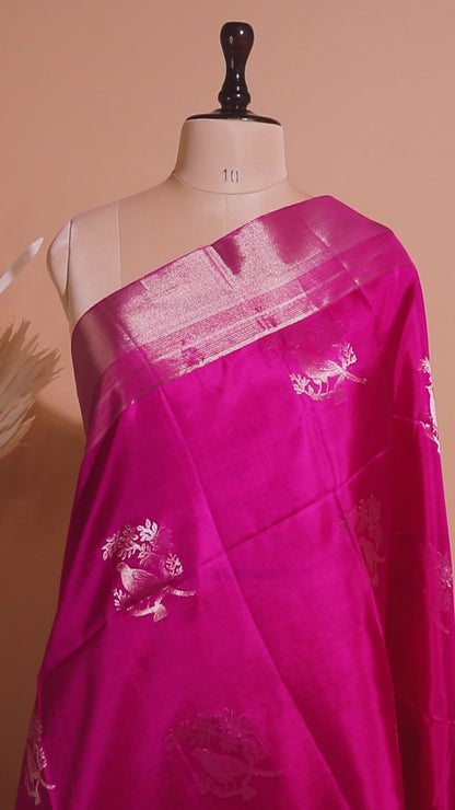 Contemporary Bird Motif In Pure Soft Silk