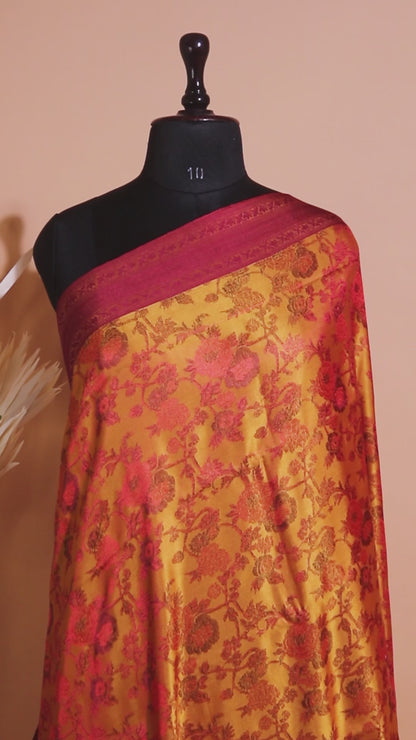 Handloom Banarasi Resham Tanchui In Pure Silk Saree - Yellow