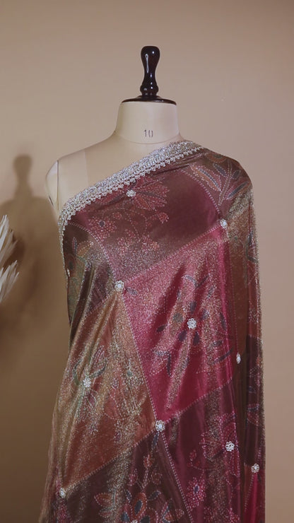 Contemporary Printed Saree With Handwork