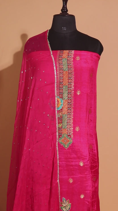 Pashmina Style Weaving In Pure Munga Silk Banarasi Unstitched Suit