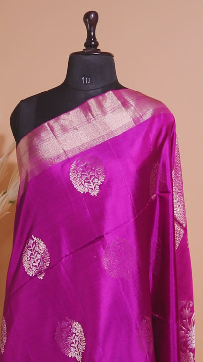 Contemporary Style Designer Sarees In Pure Silk -wine