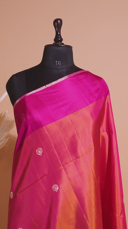 Contemporary Zari Weaving In Pure Silk - Orange