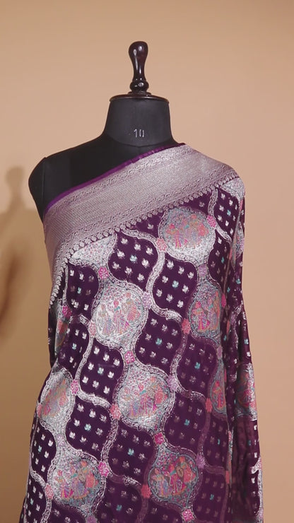 Khaddi Bandhej With Meenakari Weaving - Wine