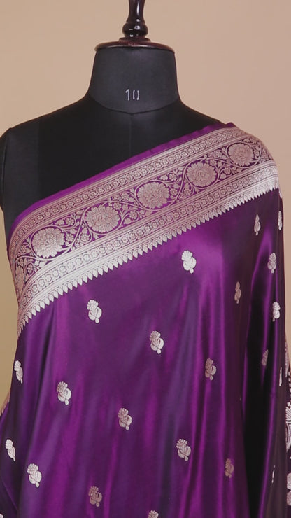 Banarasi Mashru Silk Small Motif All Over - Purple