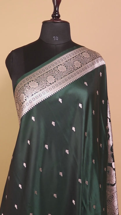 Mashru Silk In Unique Butti Weaved In Silver Zari All Over
