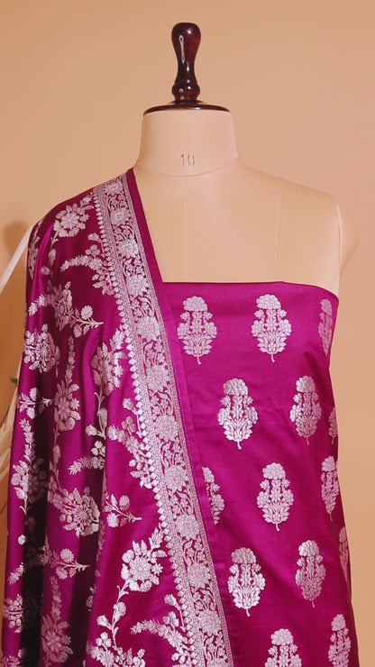 Banarasi Kataan Silk Unstitched Suitfabrics 3pc